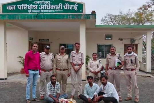 काले हिरण के शिकार में तीन गिरफ्तार, एक आरोपी फरारवन विभाग की कार्रवाई, मांस काटते रंगे हाथ पकड़े गए आरोपी