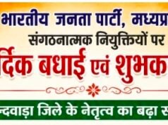 भाजपा प्रदेश संगठन में छिंदवाड़ा का बढ़ा कद, , ज्योति डेहरिया बने प्रदेश कार्यसमिति सदस्य, दीपक सक्सेना एवं अनुसूइया उइके को मिली स्थायी आमंत्रित सदस्य की जिम्मेदारी..