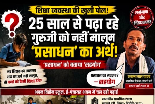 25 साल से पढ़ा रहे गुरुजी को नहीं मालूम “प्रसाधन” का अर्थ!शौचालय को बताया “सहयोग”, शिक्षा व्यवस्था पर उठे गंभीर सवाल
