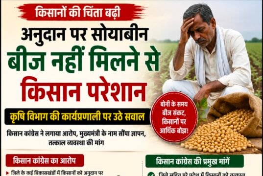 अनुदान पर सोयाबीन बीज नहीं मिलने से किसान परेशान, कृषि विभाग की कार्यप्रणाली पर उठे सवाल.?