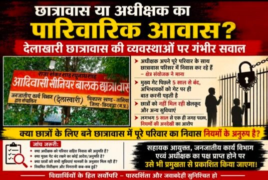 छात्रावास या अधीक्षक का पारिवारिक आवास? देलाखारी छात्रावास की व्यवस्थाओं पर गंभीर सवाल..!