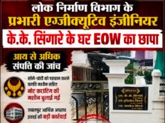लोक निर्माण विभाग के प्रभारी कार्यपालन यंत्री के.के. सिंगारे के ठिकानों पर EOW की कार्रवाई…